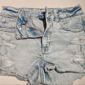 Light blue American Eagle ripped jean shorts